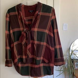 Flannel tie front button down Madewell top